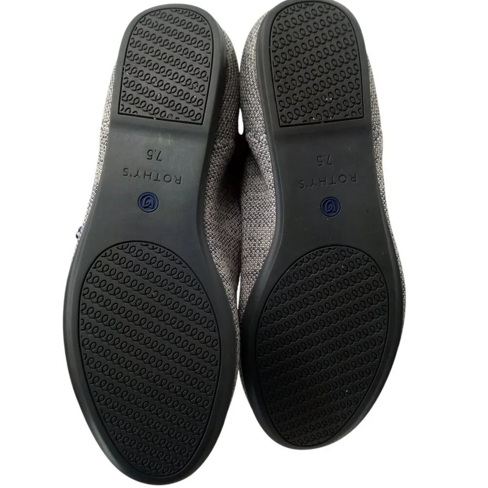 Rothys The Loafer Gray Heathered Flats Shoes Size 7.5 Round Toe Slip On Comfort